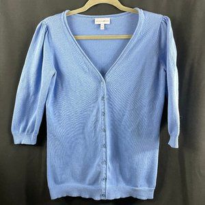 Fashion Bug Size Small V neck Periwinkle cardigan 3/4 sleeve